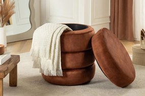 Taburete cu spatiu de depozitare, Catifea Maro ruginiu, VOQUE 50cm