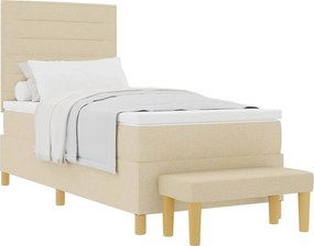 vidaXL Pat cu arcuri cu saltea cu headboard Crem 90 x 190 cm țesătură