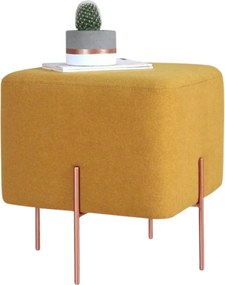Taburet COPPER 61, stofa clasica galben, 40x40x42 cm