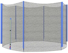 SPORTNOW Plasă Înlocuire Trambulină Rotundă 244cm, 6 Stâlpi Verticali, Tarc Rezervă Rezistent, Negru-Albastru | Aosom Romania