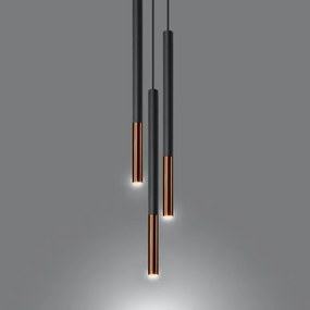 Lustră pe cablu MOSAIC 3xG9/12W/230V neagră/cuprurie