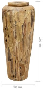 Vaza decorativa, 40 x 100 cm, lemn masiv de tec 40 x 100 cm