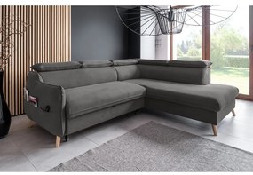 Colțar gri închis extensibil cu tapițerie din catifea (cu colț pe partea dreaptă) Sweet Harmony – Miuform