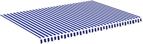 vidaXL Pânză de rezervă copertină, albastru și alb, 5x3,5 m