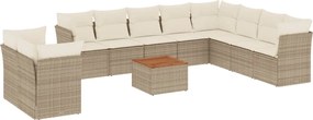 vidaXL Set canapele de grădină cu perne, 11 piese, bej, poliratan