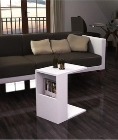 Masuta cafea laterala alba cu spatiu depozitare Carmen Homs