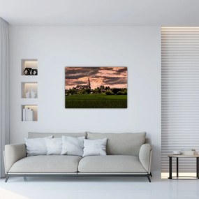 Tablou cu peisaj și biserică (90x60 cm)