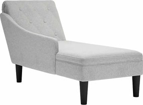 vidaXL Șezlong cu pernă și cotieră dreaptă, gri nor, textil