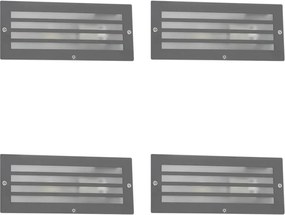 Set de 4 spoturi încastrate moderne gri închis IP44 - Hurricane