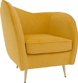 Fotoliu de design, ţesătură Velvet galbenă/gold crom auriu, EZIO