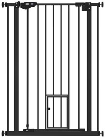 PawHut Poartă Reglabilă pentru Câini cu Ușă Mică și Montare prin Presiune, 74-80x104.1 cm, Negru | Aosom Romania