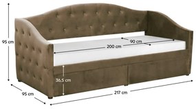 Pat de o persoană (divan) 90 cm Zonas (maro) (cu somieră) (cu sp. depozitare). 1116568