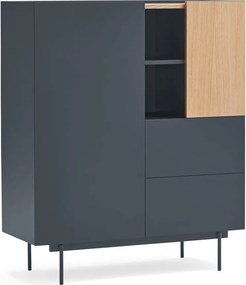 Comodă gri antracit-natural înaltă cu aspect de lemn de stejar 100x120 cm Otto – Teulat