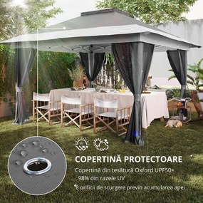 Outsunny Pavilion Pliabil cu Pereți din Plasă, Înălțime Reglabilă și Protecție UV, 356x356x280 cm, Gri | Aosom Romania