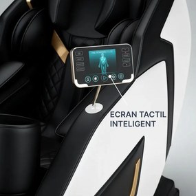 Fotoliu de masaj cu capete de jad, Zero Gravity, incalzire si Bluetooth, Bej/Negru