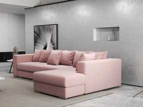 Colțar extensibil dumonde cu ladă de depozitare si sezut confortabil din spuma high-density, Gloria Royal Pink II 320x183 cm