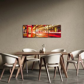 Tablou cu căsuța telefonică roșie din Londra (cu ceas) (90x30 cm)