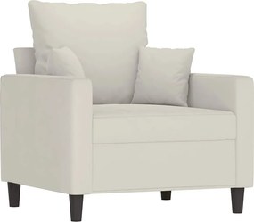 vidaXL Canapea de o persoană, crem, 60 cm, catifea