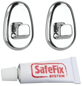 Set 2 cârlige și adeziv Metaltex Silver