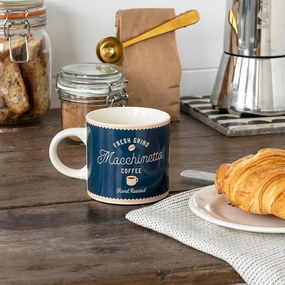 Cană albastru-închis/crem din ceramică 350 ml Macchinetta – Rex London