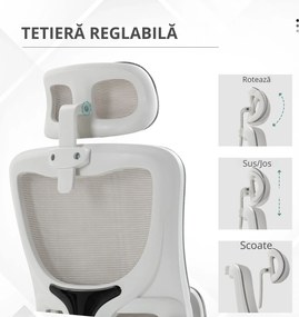 Vinsetto Scaun Birou Spătar Înalt din Plasă pentru Calculator cu Tetiera Reglabilă Suport Lombar Gri | Aosom Romania