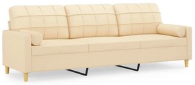 3152937 vidaXL Canapea cu 3 locuri cu perne&pernuțe crem 210 cm textil