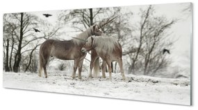 Tablouri acrilice Iarna unicorni pădure