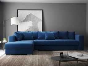 Colțar extensibil dumonde cu ladă de depozitare si sezut confortabil din spuma high-density, Gloria Zoom Blue II 320x183 cm