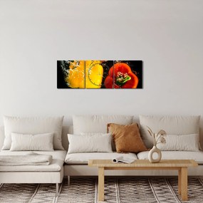 Tablou - ardei în apă (cu ceas) (90x30 cm)