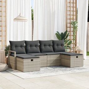 vidaXL Set de canapele pentru grădină cu pernă 6 pcs Gri deschis