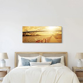 Tablou cu pod și apus de soare (120x50 cm)