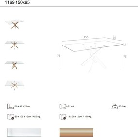 Masa dreptunghiulara design modern Veola auriu roze 150x95cm