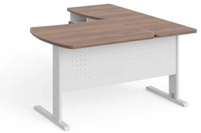 Statie de lucru de colt Manager 140 x 160 cm, stânga, nuca warmia / alb