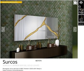 Oglinda de perete mare design decorativ Surcos auriu 180x80cm