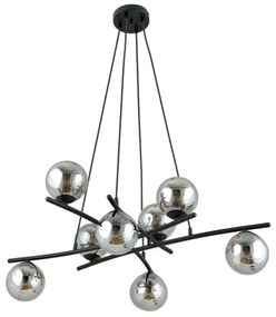 Lustră pe cablu ESSA 8xE14/10W/230V negru/fumuriu