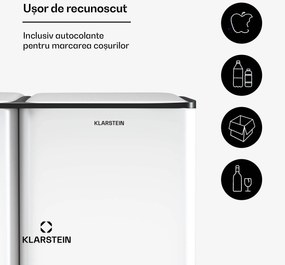 Klarstein Coș de gunoi Tiyo 3 în 1 60 l, 30 l + 17 l + 13 l, sortare deșeuri, închidere silențioasă, capac din oțel inoxidabil