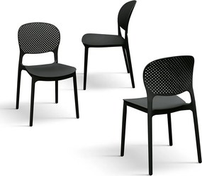 Set 4 scaune PERLA -POLIPROPILENA-HORECA - NEGRU