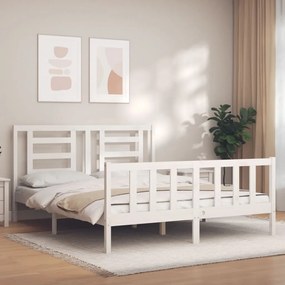 3192892 vidaXL Cadru de pat cu tăblie, alb, 160x200 cm, lemn masiv