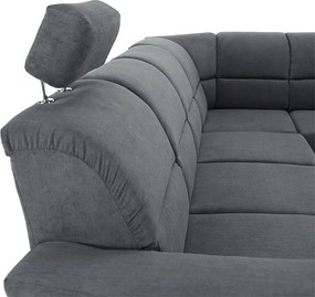 Colţar extensibil, material textil gri, model dreapta, SANTIAGO