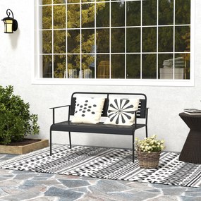 Outsunny -locuri bancă de grădină, rezistentă la intemperii bancă, rezistentă la apă mobilier de grădină cu spătar &amp; Armlehnen 121 x 64 x 84cm, Negru | Aosom Romania