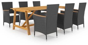 3068796 vidaXL Set mobilier de grădină, 7 piese, negru