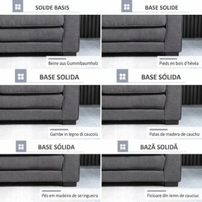 HOMCOM Canapea Extensibilă din Material Textil 2 Locuri cu Capitonaj și Arcuri, 151x75x85 cm, Gri | Aosom Romania