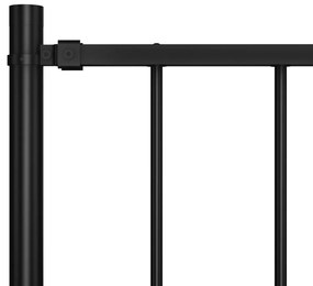 Panou de gard cu stalpi, negru, 1,7 x 1 m, otel 1, Negru, 1.7 x 1 m