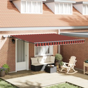 vidaXL Marchiză Manuală Retractabilă cu LED Portocalie și Maro 400x300 cm