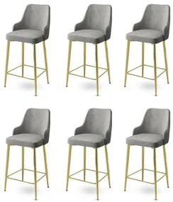 Set de scaune de bar Enox Grey and Gold, 6 buc.