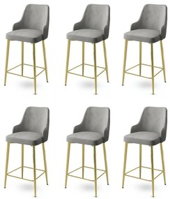 Set de scaune de bar Enox Grey and Gold, 6 buc.