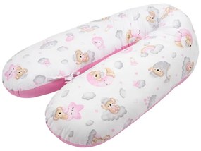Perna gravide 3 in 1 cu husa detasabila din bumbac 100% Kidizi Lena, lungime 160 cm, Koala Dreams Pink