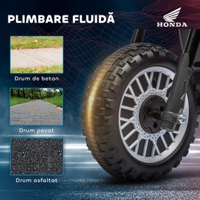 HOMCOM Motocicletă Electrică pentru Copii sub Licență Honda CRF450RL cu 3 Roți și Claxon, 71x40.5x43.5 cm, Gri | Aosom Romania