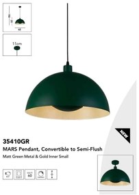 Lustra suspendata stil industrial Mars verde/ auriu