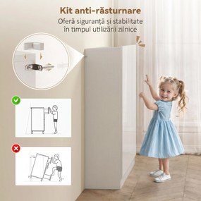 HOMCOM Dulap de Pantofi pentru 25-30 de Pantofi cu Uși Amortizate, Alb Lucios | Aosom Romania